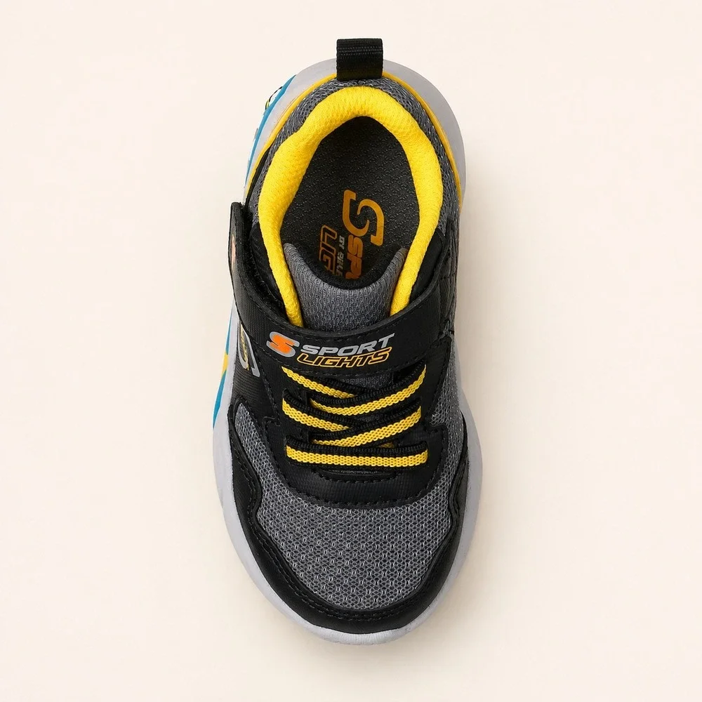 Skechers S-Lights Boys Construction Light Up Sneakers Black Yellow Kids Size 10